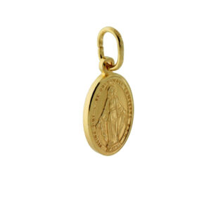 Ciondolo Medaglia Ovale in ARGENTO 925 Madonna Miracolosa mm 18 - Galvanica Oro