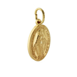 Ciondolo Medaglia Ovale in ARGENTO 925 Madonna Miracolosa  mm 22 - Galvanica Oro