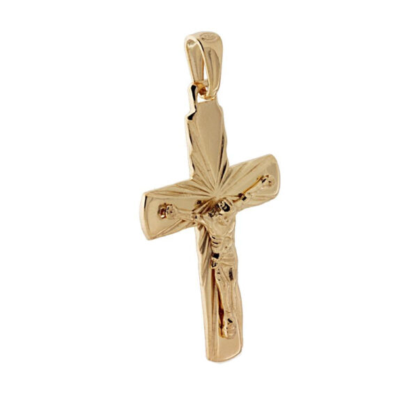 Ciondolo in ARGENTO 925 Croce Latina con Cristo 38 mm - Galvanica Oro