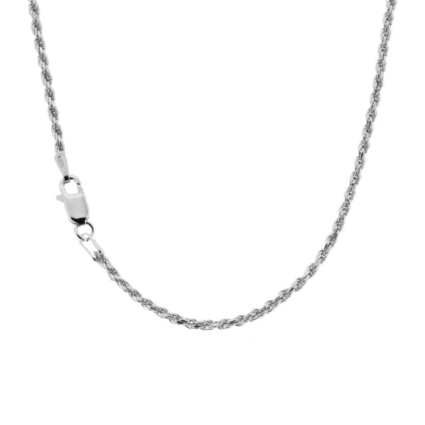 Catena Corda Diamantata in ARGENTO 925 cm 40 sezione mm 1.9 - Rodiato