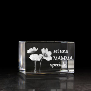 Festa della Mamma Cristallo 80x50x50 mm inciso in 3D con Fiori - SEI UNA MAMMA SPECIALE