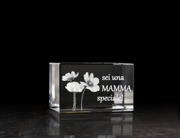 Festa della Mamma Cristallo 80x50x50 mm inciso in 3D con Fiori - SEI UNA MAMMA SPECIALE