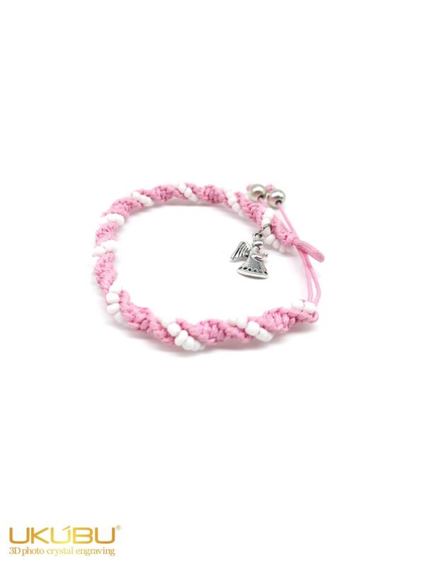 EBMR 61938e00c2dc876033fa36f2 - Bracciale in macramè rosa con perline e angelo