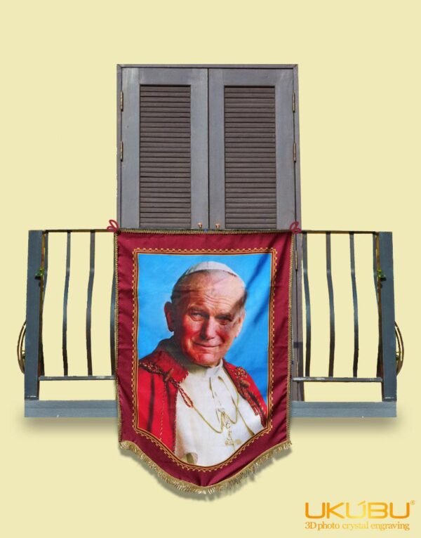 EDRPG1 605234c3c2dc54028e322df5 1 - Drappo Bandiera processionale da Balcone con Passamaneria dorata - Papa Giovanni Paolo II