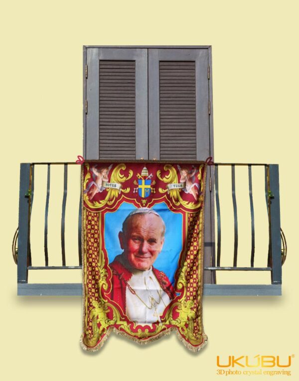 EDRPG2 60523551c2dc54028e322df7 - Drappo Bandiera processionale da Balcone con Passamaneria dorata - Papa Giovanni Paolo II