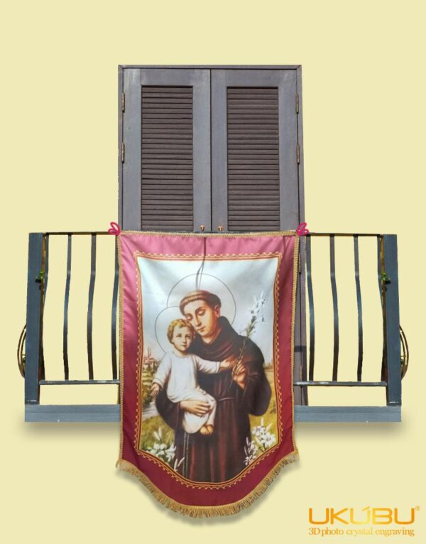 EDRSA1 6052369fc2dc54028e322dfa - Drappo Bandiera processionale da Balcone con Passamaneria dorata - Sant'Antonio da Padova