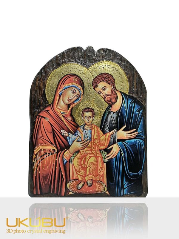 EISFCL 61275975c2dc9b947b030334 - Icona Sacra Famiglia a forma di cupoletta in Legno Massello