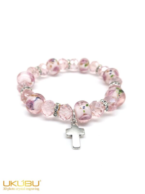 EBEPCR 61a8b8d2c2dc3e89537759b9 - Bracciale elasticizzato con pietre e charm colore rosa