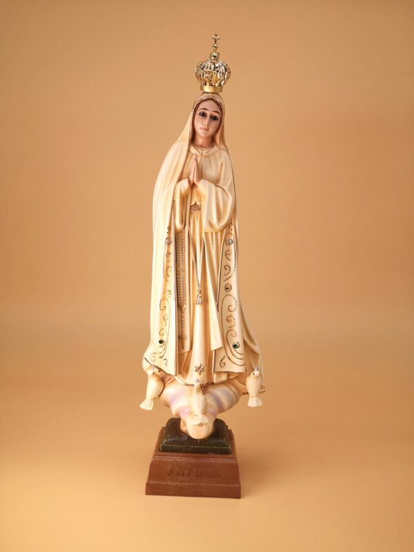 F13069POC 6278ed3ec2dc1e46e557d0b8 - Statua Madonna di Fatima con occhi di cristallo pittura patinata 28 cm