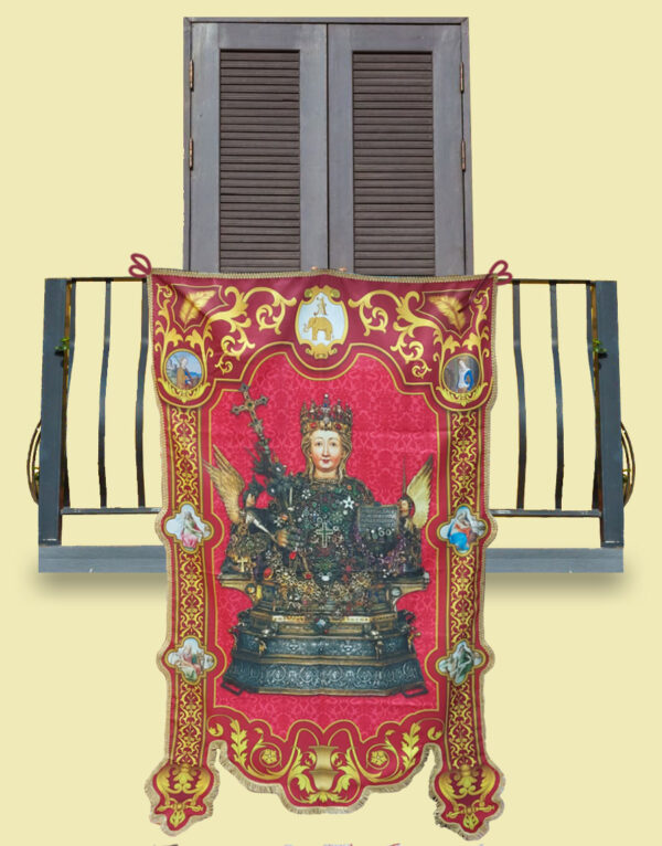 S.Agata - Drappo Bandiera processionale da Balcone con Passamaneria dorata - S.Agata Busto