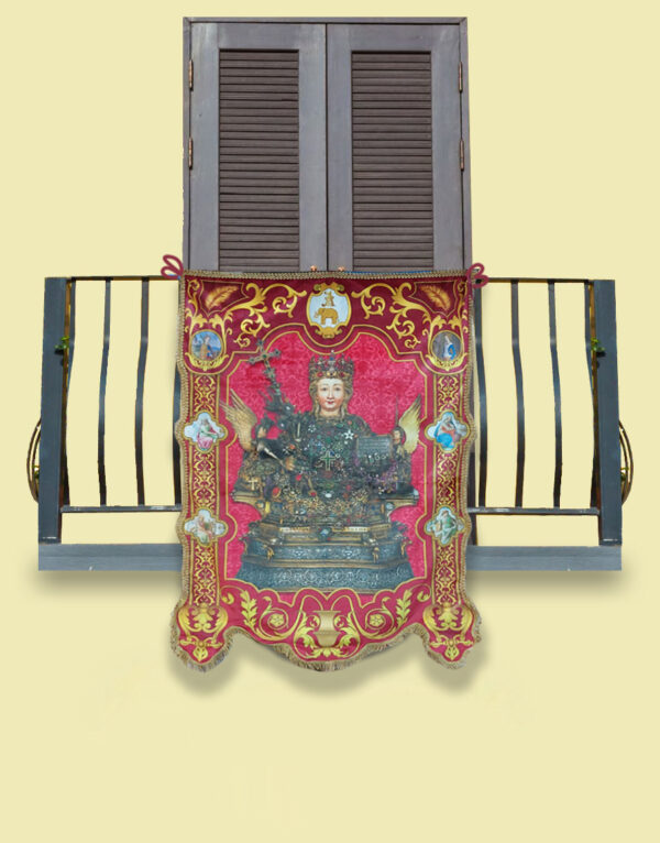 Sant Agata Piccolo - Drappo Bandiera processionale da Balcone con Passamaneria dorata - S. Agata Busto