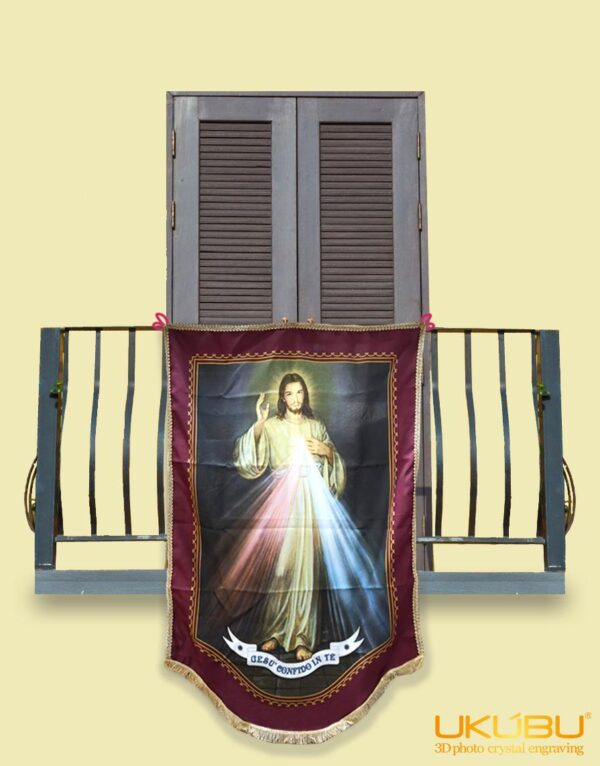 EDGM2 62a1cd87c2dcd4d0bdc27b16 - Drappo Bandiera processionale da Balcone con Passamaneria dorata - Gesù Misericordioso mod.2