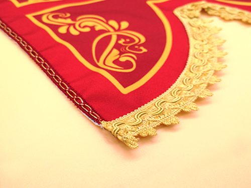2 4 - Drappo Bandiera processionale da Balcone con Passamaneria in cotone colore oro - Madonna del Carmelo mod.5