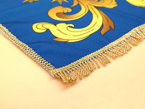 Immacolata 2 2 - Drappo Bandiera processionale da Balcone con Passamaneria dorata - Immacolata mod.3