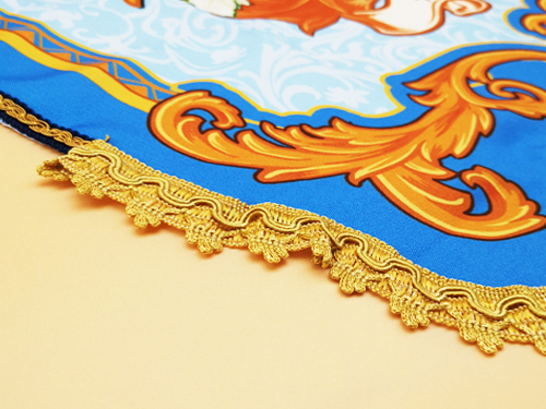 dhgfgh - Drappo Bandiera processionale da Balcone con Passamaneria in cotone colore oro - Maria Ausiliatrice