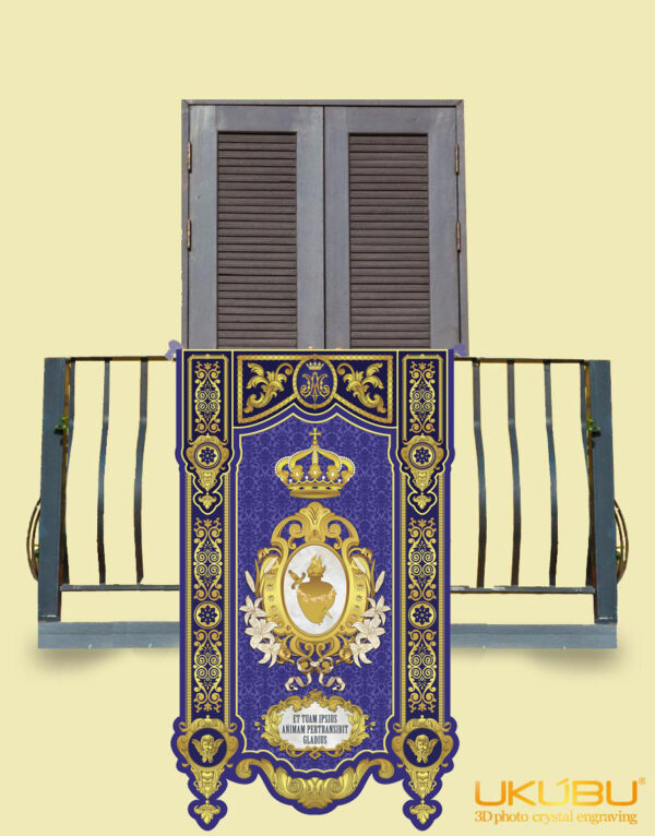 drappo Addolorata misura grande - Drappo Bandiera processionale da Balcone con Passamaneria dorata – Addolorata
