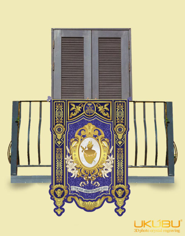drappo Addolorata misura piccola - Drappo Bandiera processionale da Balcone con Passamaneria dorata – Addolorata