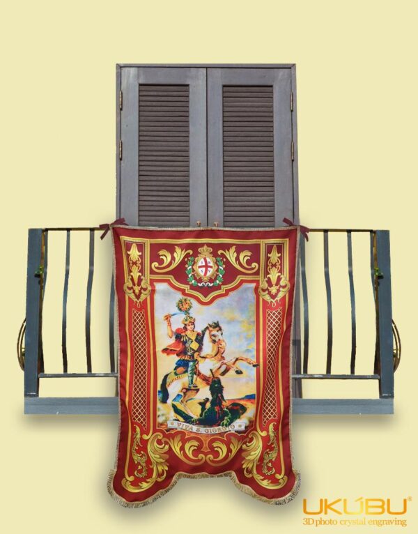 EDSG 630728fac2dcea71f552b3aa - Drappo Bandiera processionale da Balcone con Passamaneria dorata - San Giorgio