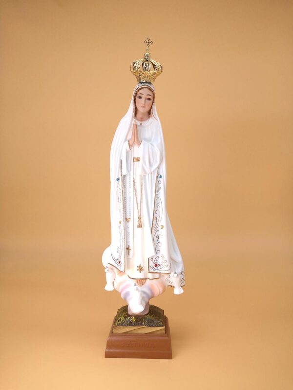 F13154OC 6278dbb8c2dc1e46e557d07a - Statua Madonna di Fatima con occhi di cristallo pittura classica 35 cm