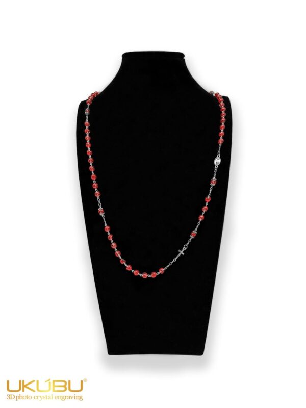CTV600ML1 635a58e5c2dc3e58b77832ce - Collana rosario con grani in vetro ceco colore rosso con Madonna Miracolosa
