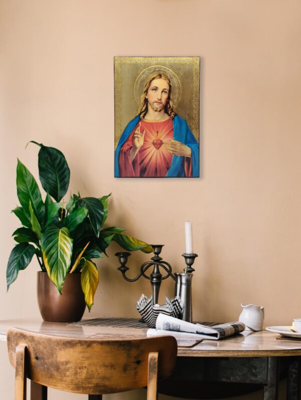 EISCDG 63d781dfc2dcbdd84e950e47 - Icona Sacro Cuore di Gesù in Legno di Pioppo