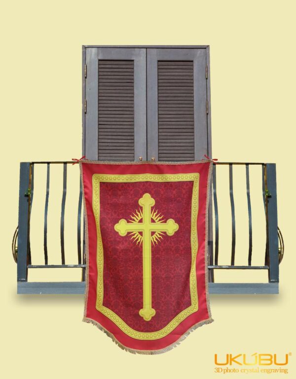 EDC 6450b899c2dc41dd6c4f223b - Drappo Bandiera processionale da Balcone con Passamaneria dorata - Croce