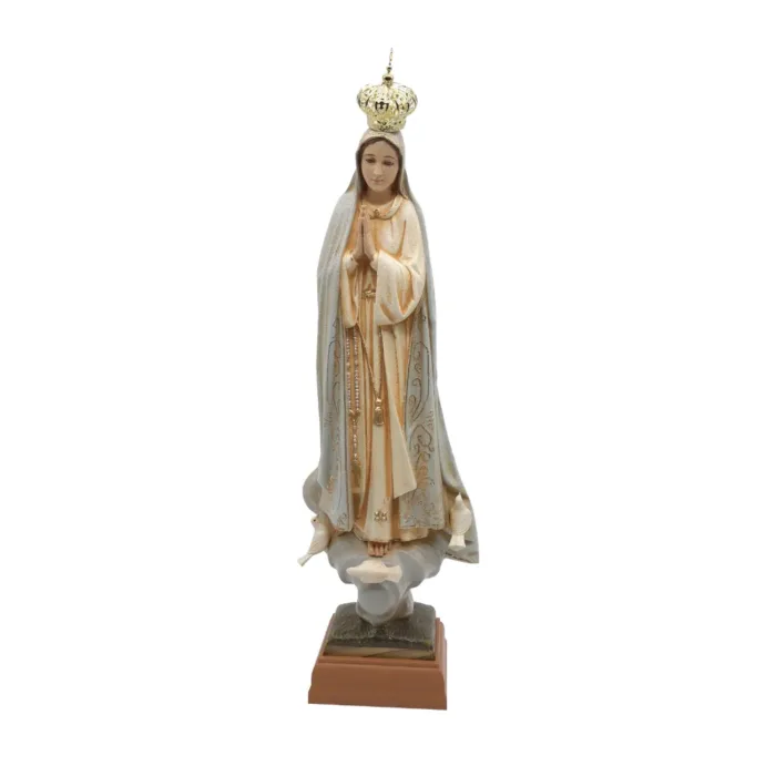 Statua Madonna di Fatima 45 cm in granito con occhi di cristallo e pittura a mano