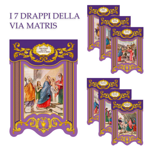 Lotto di 7 Drappi con Stazioni via Matris