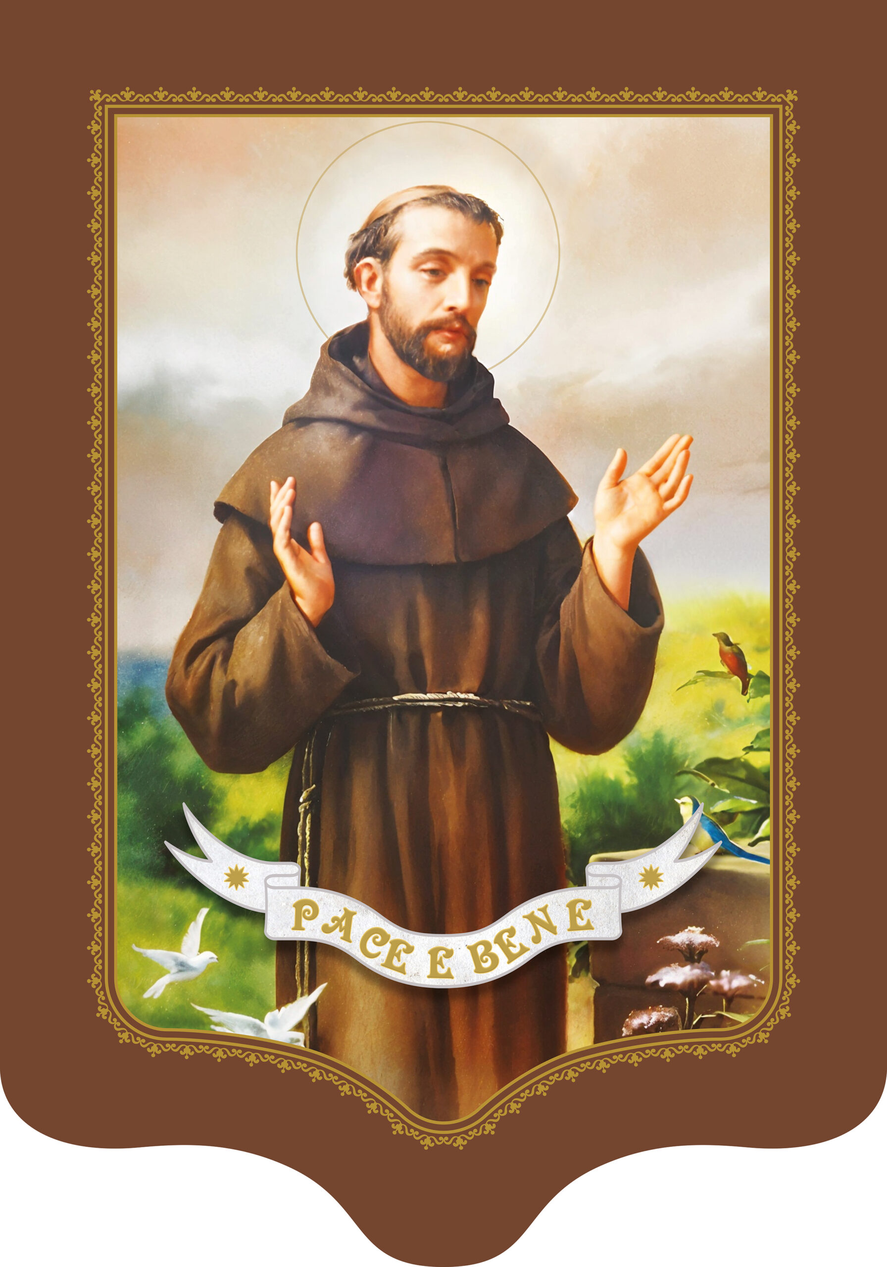 Drappo Bandiera San Francesco con cornice semplice